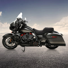 C.C. RIDER Touring Seat Driver Passenger Seat 2 Up Seat Black Red Lattice Stitching For FL Touring Road King Electra Glide Road Glide, 2009-2023