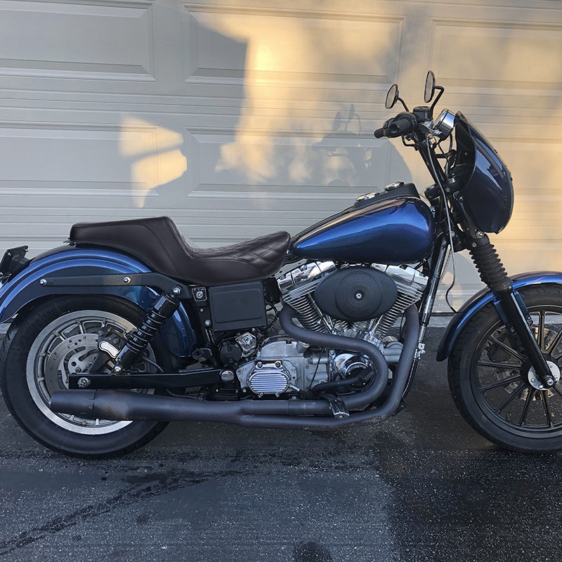 Gel Seat C.C. RIDER Dyna Step Up Seat 2 up Seat Lattice Stiching For Low Rider Fat Bob FXD/FXDWG, 2006-2017