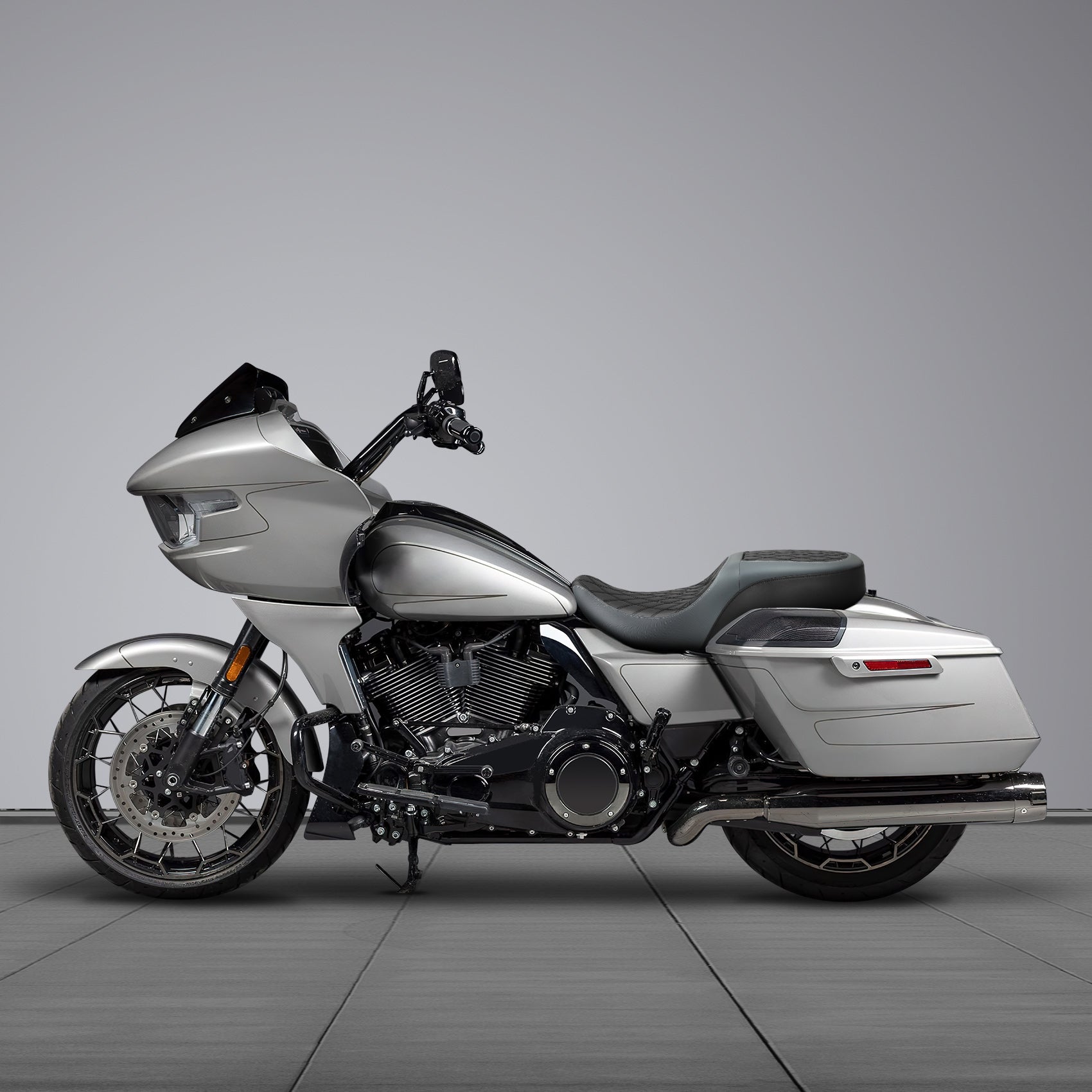 C.C. RIDER Touring Seat One Piece 2 Up Seat Driver Passenger Seat Black Lattice For Street Glide Road Glide, 2023-2025