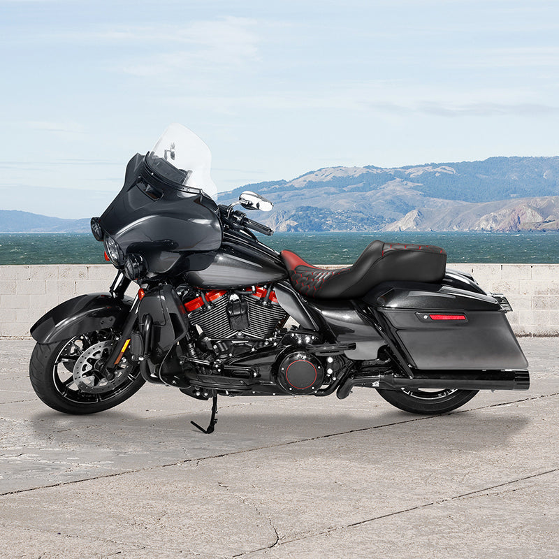 Gel Seat C.C. RIDER Touring Seat Driver Passenger Seat  For Harley CVO Road Glide Electra Glide Street Glide Road King, 2009-2023