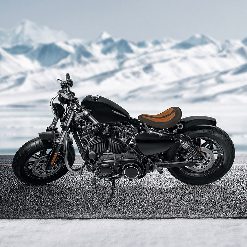 C.C. RIDER Sportster Seat Solo Spring Seat Classic Brown Diamond Stitch For Iron 883 Iron 1200 Bobber Seat Chopper Seat 2004-2024