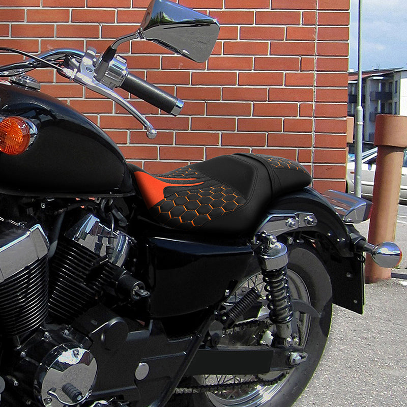 C.C. RIDER VT750C2 VT750C2B One Piece Seat Orange Honeycomb Design Fit Honda Shadow Spirit 2007-2015 Shadow Phantom 2009-2024