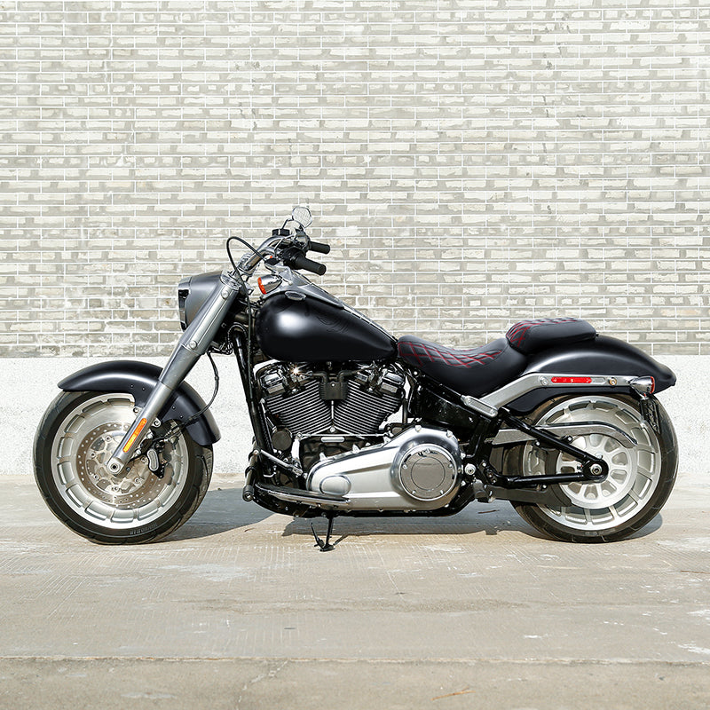 C.C.RIDER Softail Passenger And Driver Seat Lattice Stitching Two Piece Seat  For Harley Fatboy 114 FLFB FLFBS, 2018-2025
