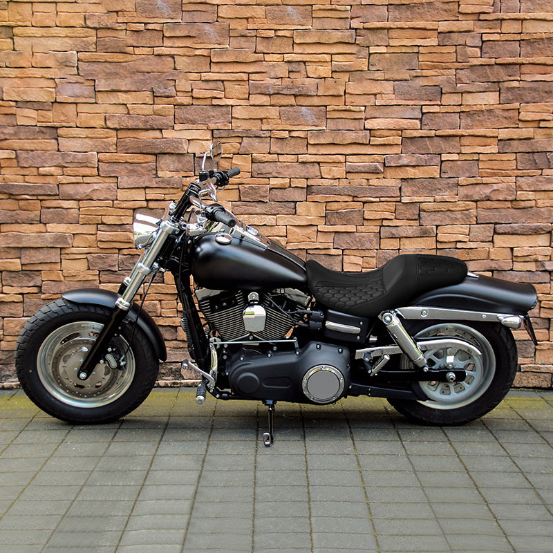 Gel Seat C.C. RIDER Dyna Seat 2 up Seat Motorcycle Seat Black Honeycomb For Dyna Low Rider Fat Bob FXD/FXDWG, 2006-2017