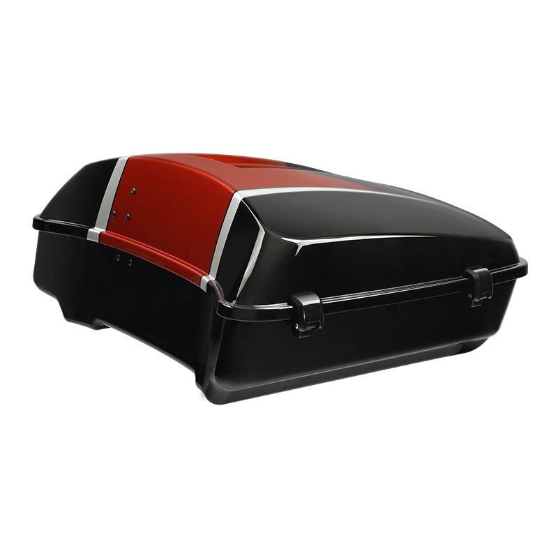 HR3 Sunset Orange / Sunset Black Fade 10.7" Chopped Style Touring Trunk Luggage For 14-24 Harley Touring
