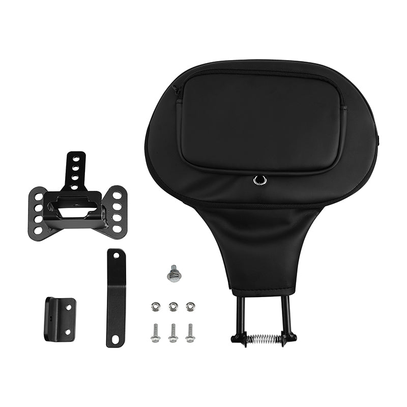 C.C. RIDER Rider Backrest Phone Pocket 2 Up Seat Driver Backrest Pad For Harley Touring CVO Street Glide Road Glide Electra Glide Road King, 1988-2025