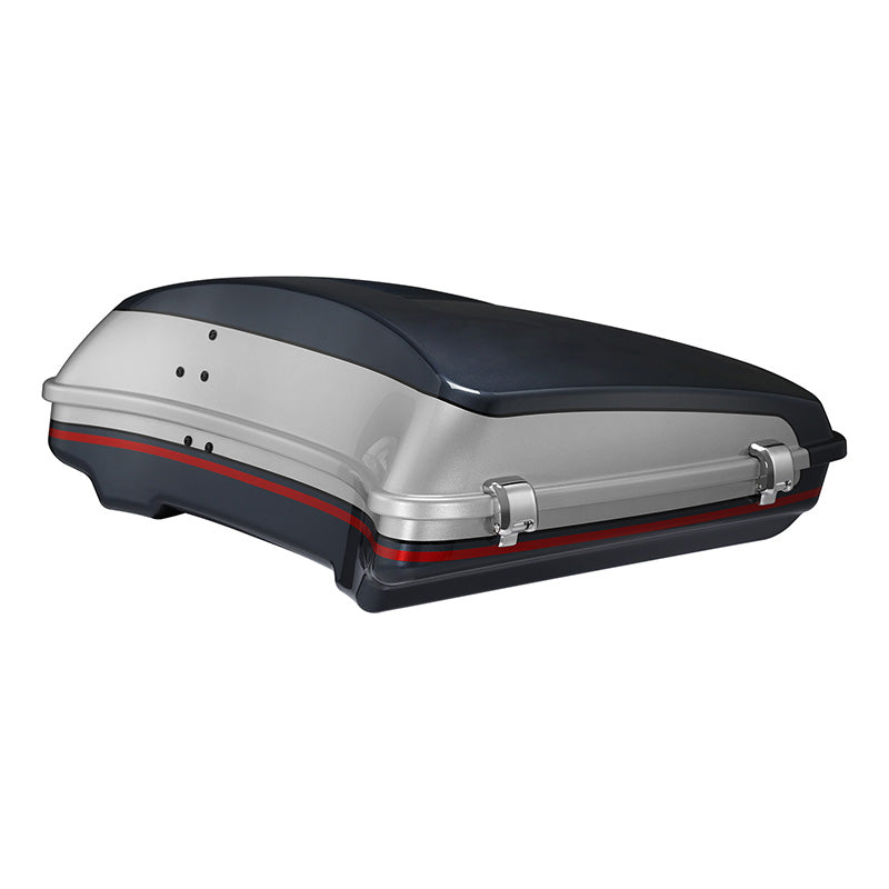 HR3 Charred Steel & Lightning Silver 5.5" Razor Style Touring Trunk Luggage For 14-24 Harley Touring