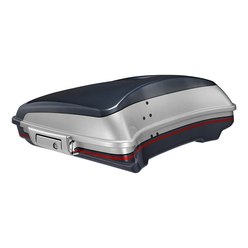 HR3 Charred Steel & Lightning Silver 5.5" Razor Style Touring Trunk Luggage For 14-24 Harley Touring