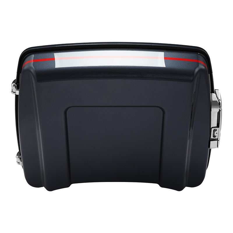 HR3 Charred Steel & Lightning Silver 5.5" Razor Style Touring Trunk Luggage For 14-24 Harley Touring