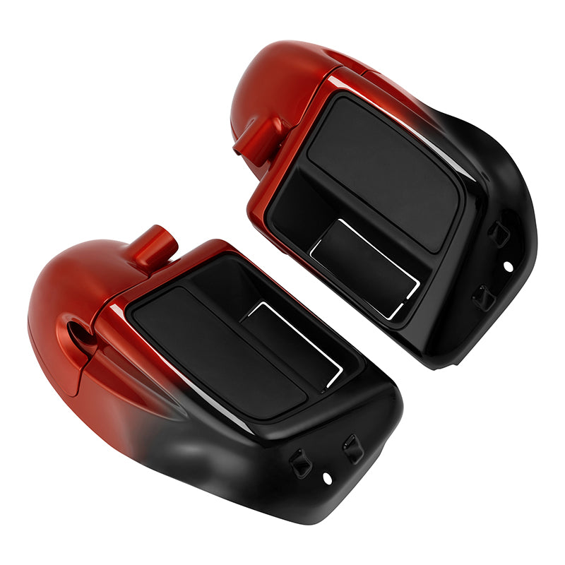 HR3 Sunset Orange/Sunset Black Fade Vented Lower Fairing Kit with 6.5" Speaker Pods For Harley Touring models 2014-2024