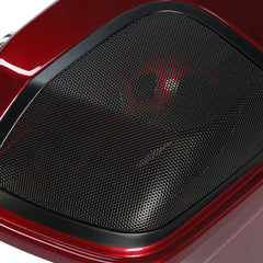 HR3 Velocity Red Sunglo 5" Stretched Extended Saddlebags with Speaker Lids For Harley Touring 2014-2023