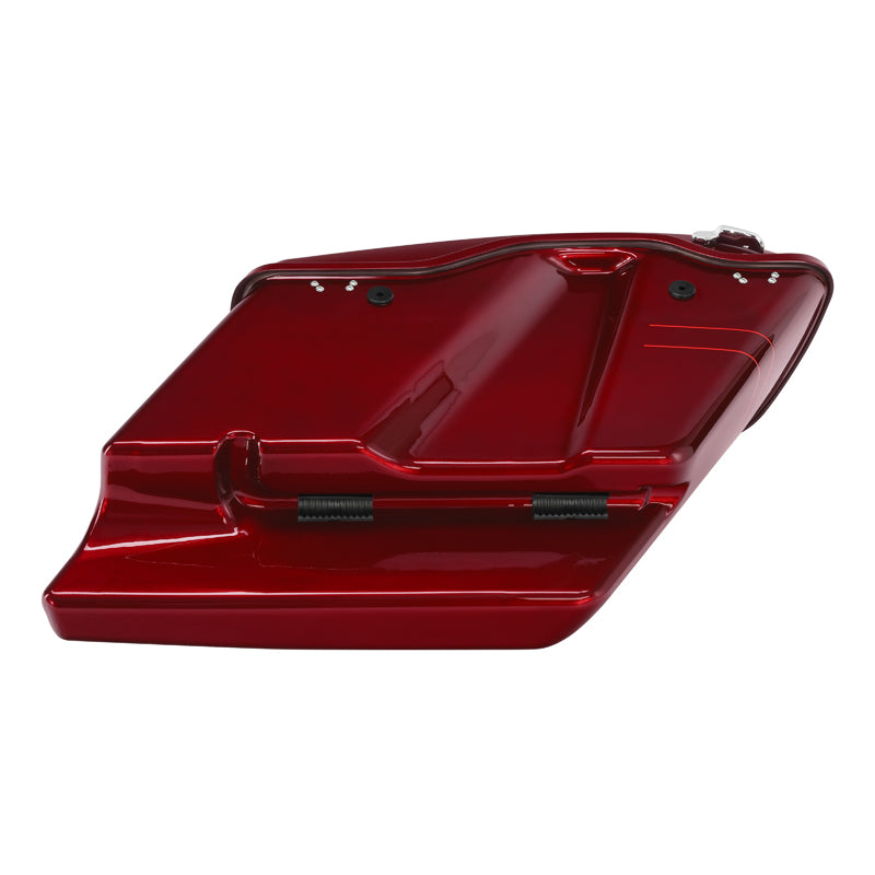 HR3 Velocity Red Sunglo 5" Stretched Extended Saddlebags with Speaker Lids For Harley Touring 2014-2023