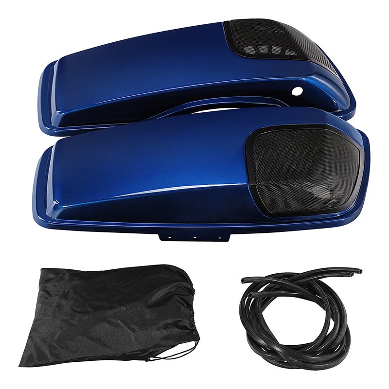 HR3 Superior Blue CVO Saddlebag Lids With 5" x 7" Speaker Cutouts For Harley Touring Models 2014-2023