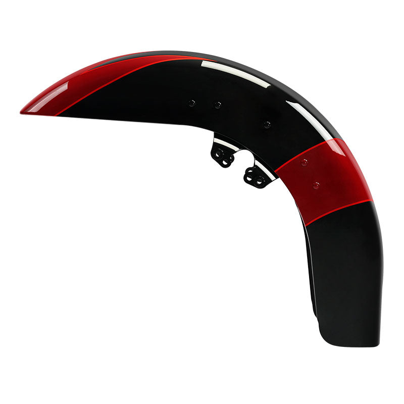 HR3 Starfire Black / Atomic Red Motorcycle 18" Wide Tire Front Mudguard Fender For Harley Touring Models 2014-2023