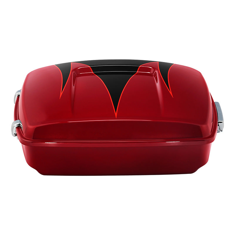 HR3 Starfire Black / Atomic Red 10.7" Chopped Style Touring Trunk Luggage For 14-24 Harley Touring