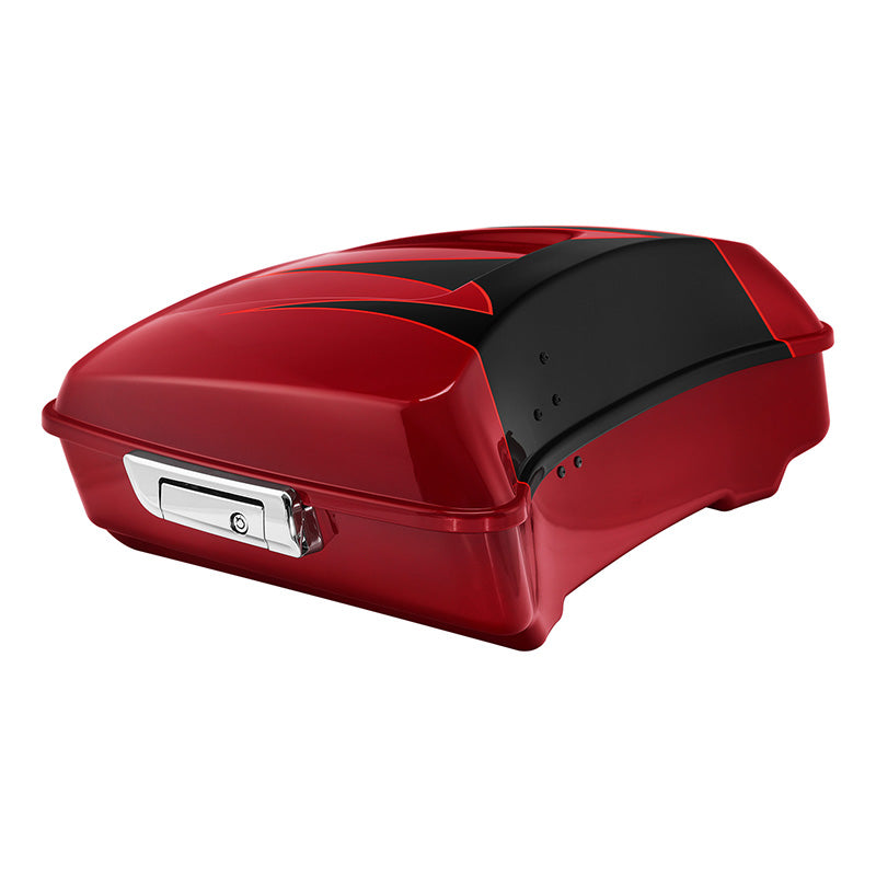 HR3 Starfire Black / Atomic Red 10.7" Chopped Style Touring Trunk Luggage For 14-24 Harley Touring