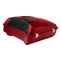 HR3 Starfire Black / Atomic Red 10.7" Chopped Style Touring Trunk Luggage For 14-24 Harley Touring