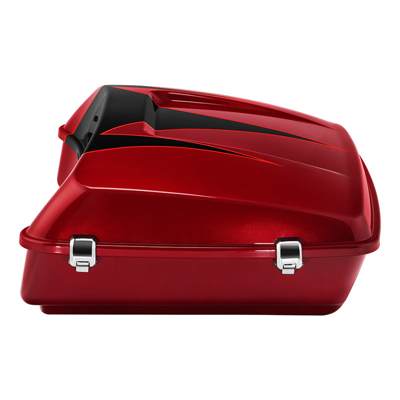 HR3 Starfire Black / Atomic Red 10.7" Chopped Style Touring Trunk Luggage For 14-24 Harley Touring