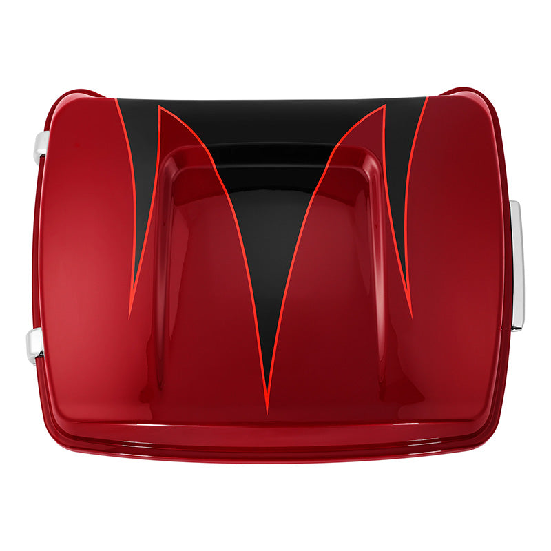 HR3 Starfire Black / Atomic Red 10.7" Chopped Style Touring Trunk Luggage For 14-24 Harley Touring