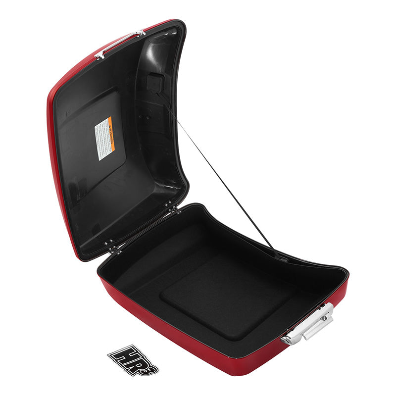HR3 Starfire Black / Atomic Red 10.7" Chopped Style Touring Trunk Luggage For 14-24 Harley Touring
