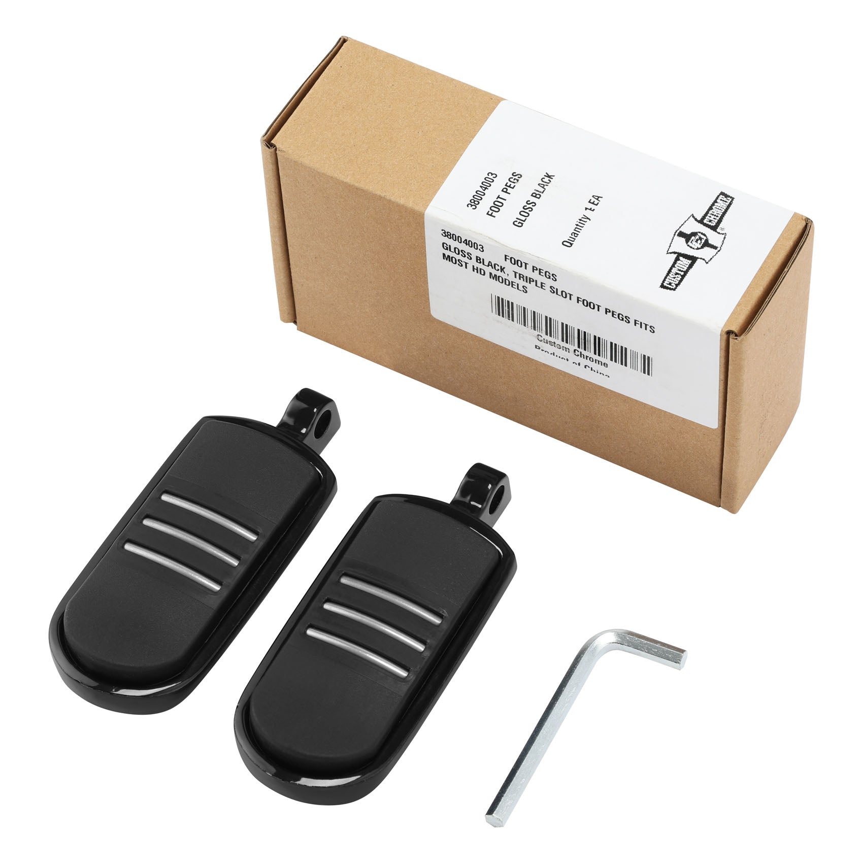 Santee Highway Triple Slot Male Mount Footpegs Footrest Gloss Black Chrome Fit For Harley All Models