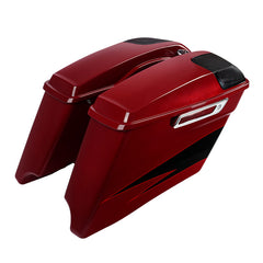 HR3 Starfire Black / Atomic Red CVO Stretched Saddlebags with Speaker Lids For 14-23 Harley Touring