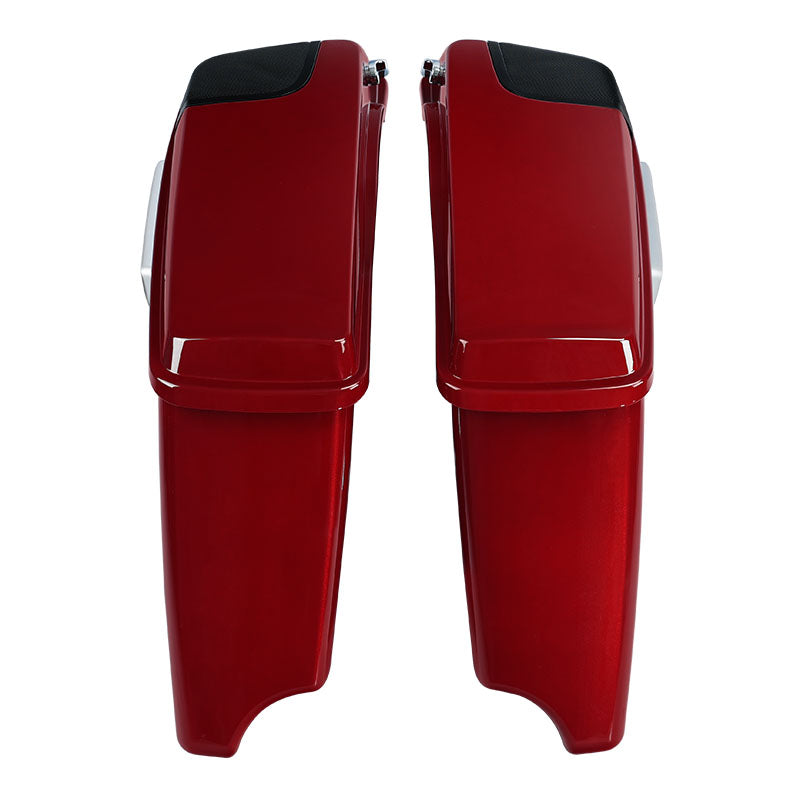 HR3 Starfire Black / Atomic Red CVO Stretched Saddlebags with Speaker Lids For 14-23 Harley Touring
