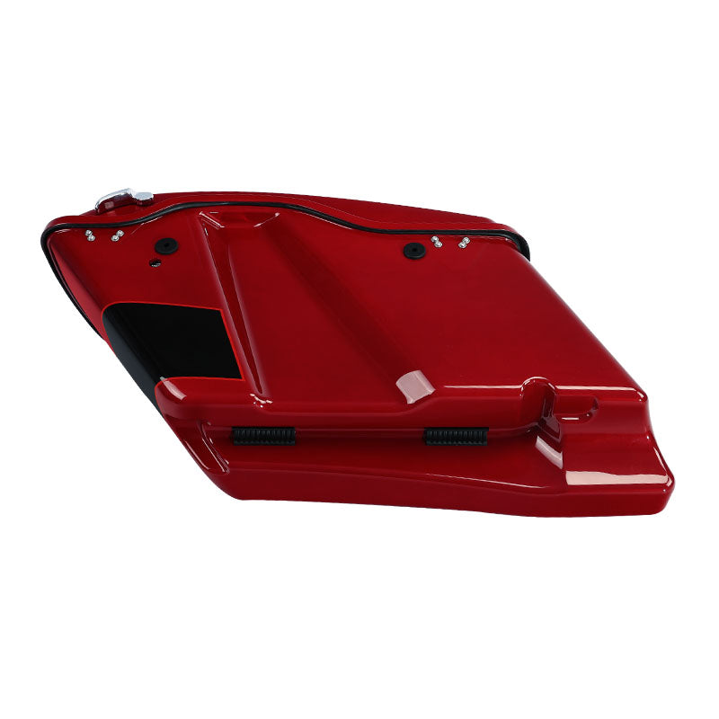 HR3 Starfire Black / Atomic Red CVO Stretched Saddlebags with Speaker Lids For 14-23 Harley Touring