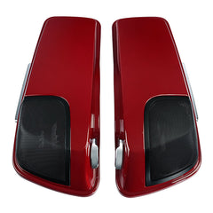 HR3 Starfire Black / Atomic Red CVO Stretched Saddlebags with Speaker Lids For 14-23 Harley Touring