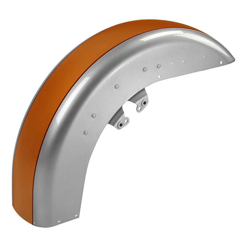 HR3 Amber Whiskey / Brilliant Silver Pearl Motorcycle 18" Front Mudguard Fender(can be installed with lighting) For Harley Touring Electra Glide Ultra Limited Tri Glide 14-23