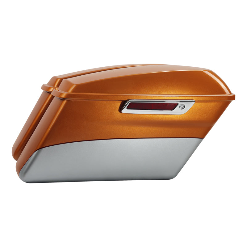 HR3 Amber Whiskey / Brilliant Silver Pearl Hard Saddlebags (Regular) For Harley Touring 14-23