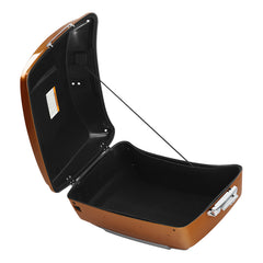 HR3 Amber Whiskey / Brilliant Silver Pearl King Size Touring Trunk Luggage with Speaker Cut Outs For 14-24 Harley Touring