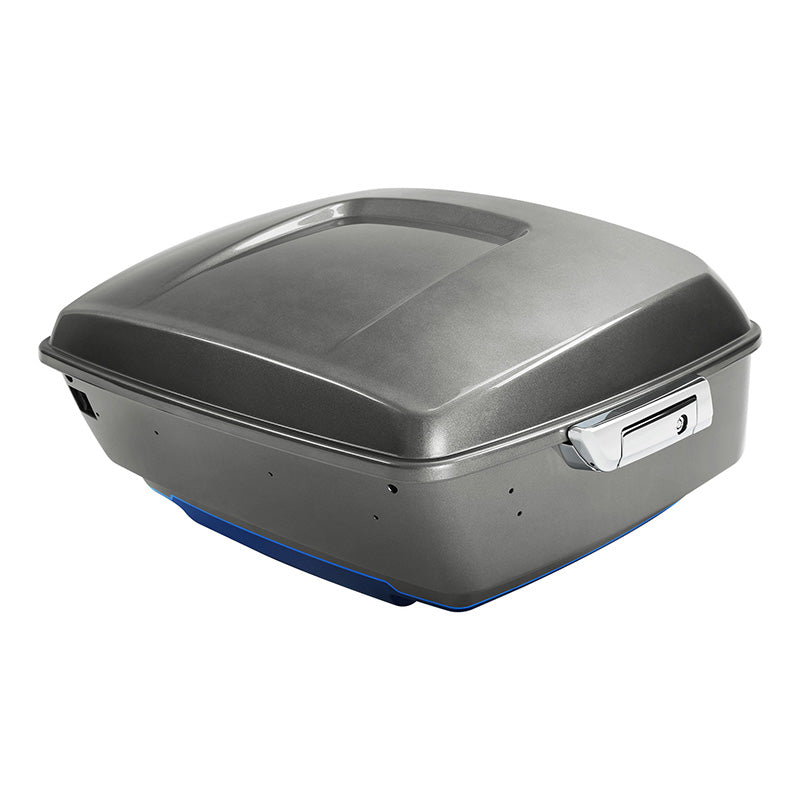 HR3 Superior Blue / Billet Silver King Size Touring Trunk Luggage with Speaker Cut Outs For 14-24 Harley Touring