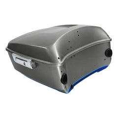 HR3 Superior Blue / Billet Silver King Size Touring Trunk Luggage with Speaker Cut Outs For 14-24 Harley Touring