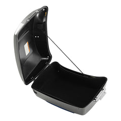 HR3 Superior Blue / Billet Silver King Size Touring Trunk Luggage with Speaker Cut Outs For 14-24 Harley Touring