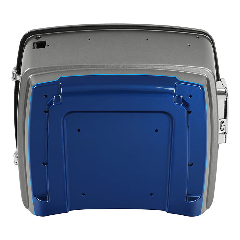 HR3 Superior Blue / Billet Silver King Size Touring Trunk Luggage with Speaker Cut Outs For 14-24 Harley Touring