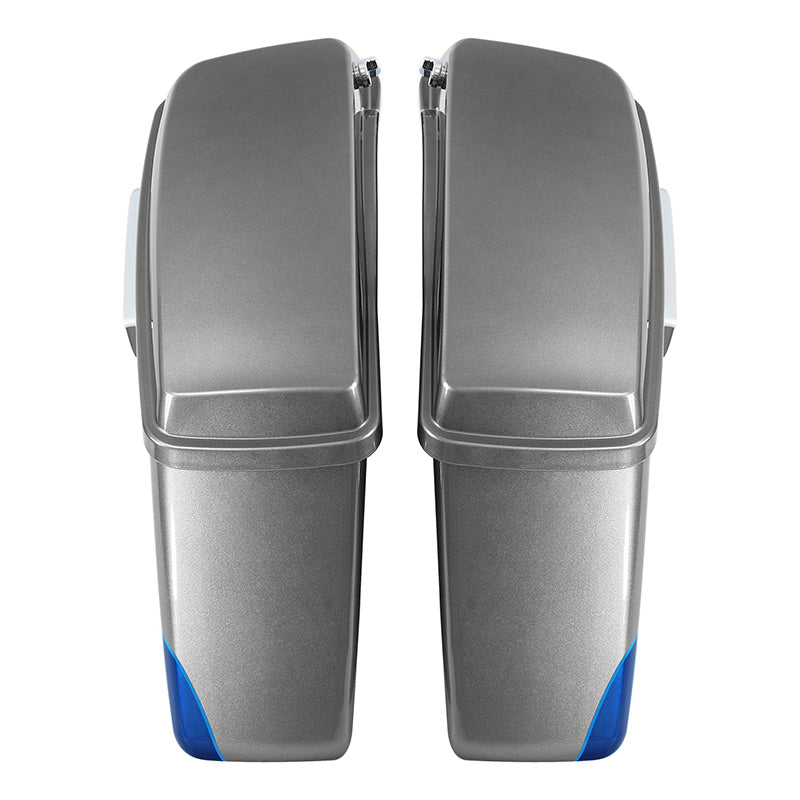 HR3 Superior Blue / Billet Silver Hard Saddlebags (Regular) For Harley Touring 14-23