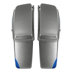 HR3 Superior Blue / Billet Silver Hard Saddlebags (Regular) For Harley Touring 14-23