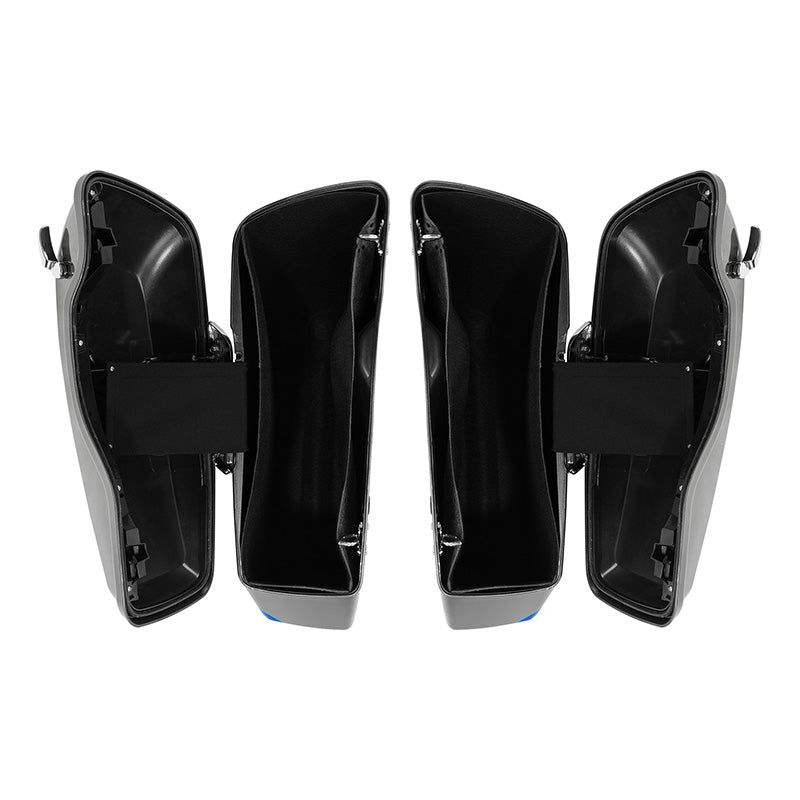 HR3 Superior Blue / Billet Silver Hard Saddlebags (Regular) For Harley Touring 14-23