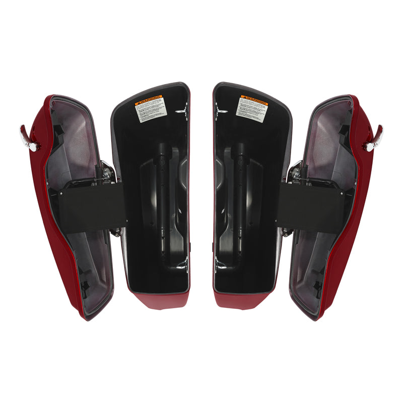 HR3 Velocity Red Sunglo CVO Stretched Saddlebags For 14-23 Harley Touring