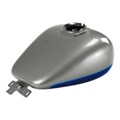 HR3 Superior Blue / Billet Silver Fuel Gas Tank For 2008-2023 Harley Touring Models