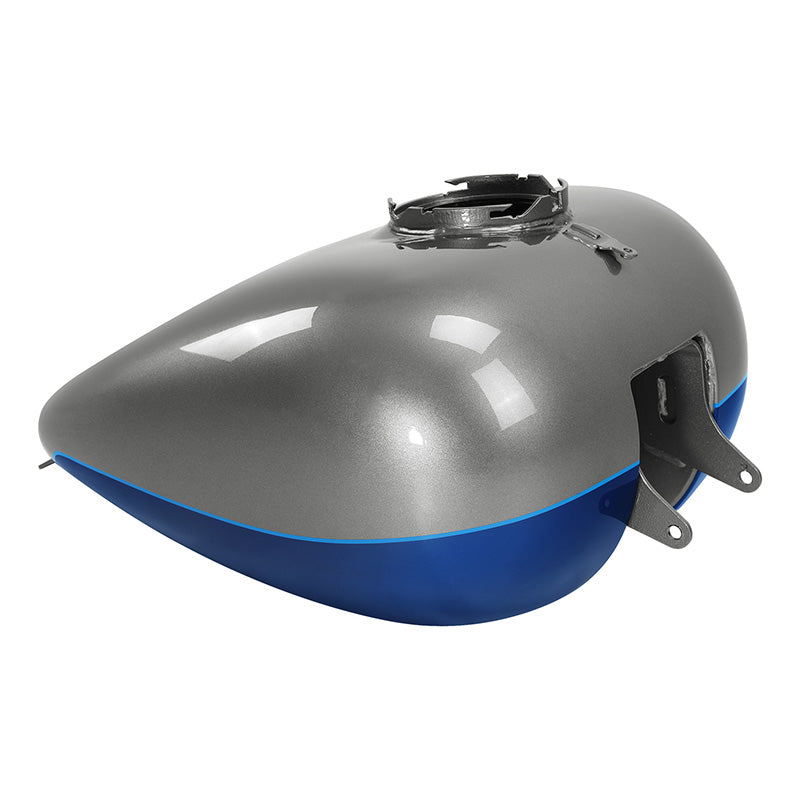 HR3 Superior Blue / Billet Silver Fuel Gas Tank For 2008-2023 Harley Touring Models