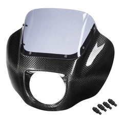HR3 Carbon Fiber Vivid Black Headlight Fairing & Windshield Fit For Harley Softail FXBB FXLR 2018-later