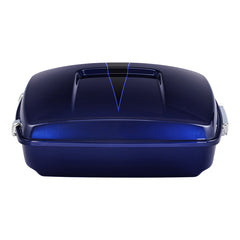 HR3 Zephyr Blue / Black Sunglo 10.7" Chopped Style Touring Trunk Luggage For 14-24 Harley Touring