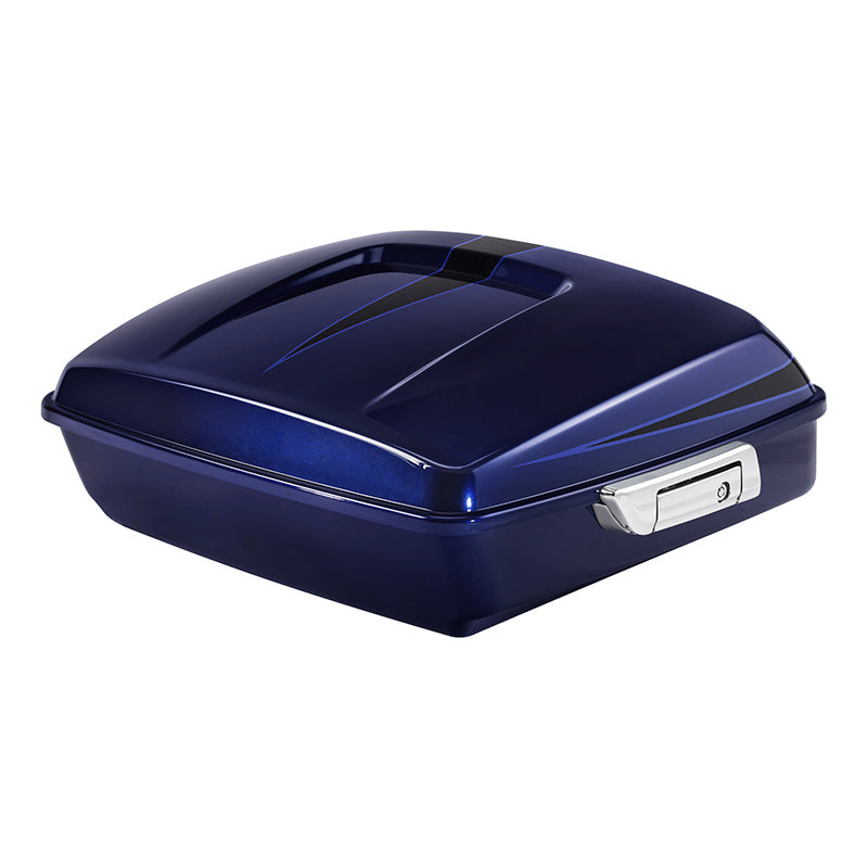 HR3 Zephyr Blue / Black Sunglo 10.7" Chopped Style Touring Trunk Luggage For 14-24 Harley Touring