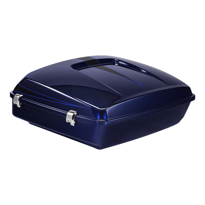 HR3 Zephyr Blue / Black Sunglo 10.7" Chopped Style Touring Trunk Luggage For 14-24 Harley Touring