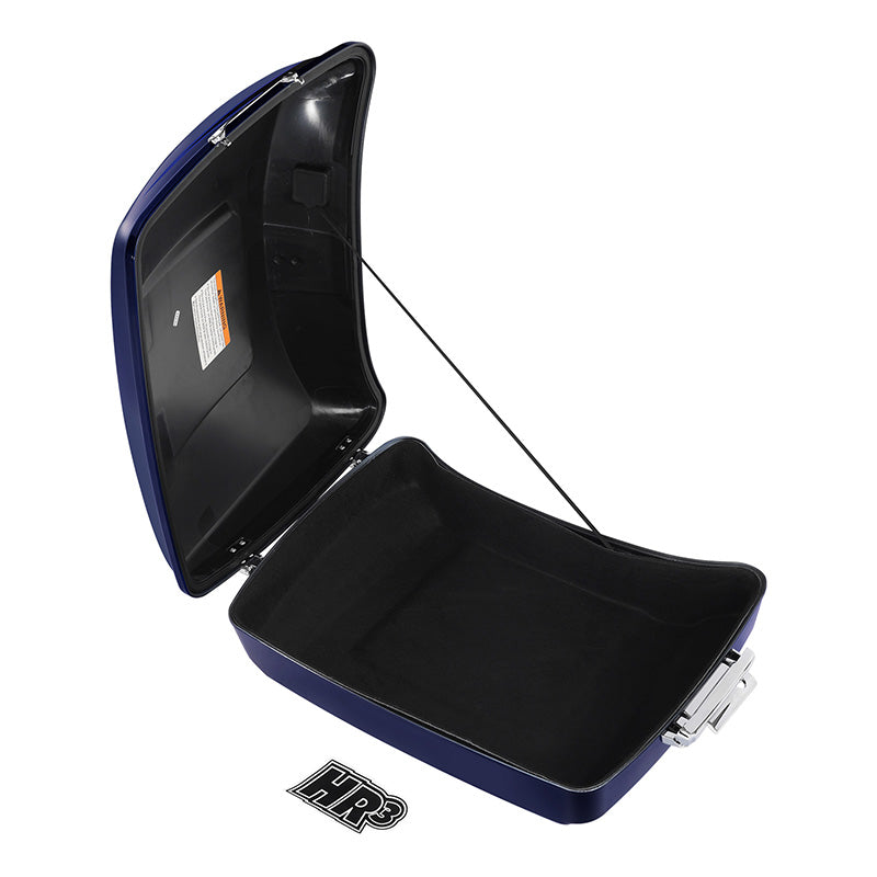 HR3 Zephyr Blue / Black Sunglo 10.7" Chopped Style Touring Trunk Luggage For 14-24 Harley Touring