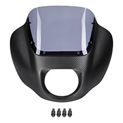 HR3 Carbon Fiber Black Denim Headlight Fairing & Windshield Fit For Harley Softail FXBB FXLR 2018-later