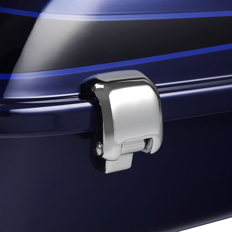 HR3 Zephyr Blue / Black Sunglo 10.7" Chopped Style Touring Trunk Luggage For 14-24 Harley Touring