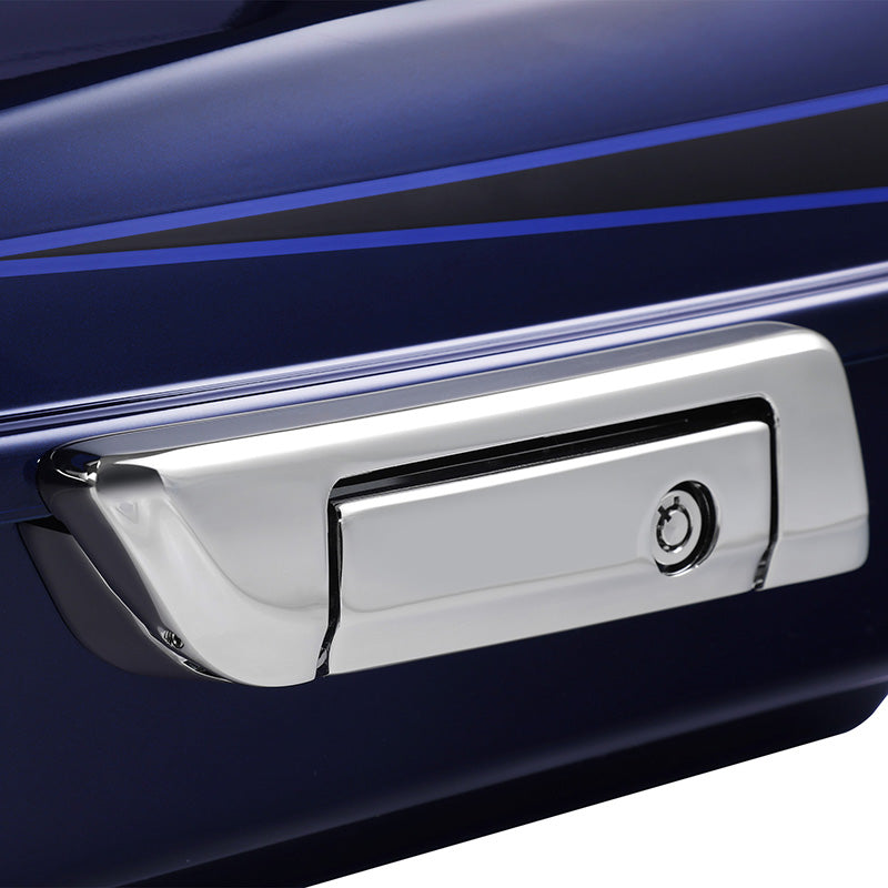 HR3 Zephyr Blue / Black Sunglo 10.7" Chopped Style Touring Trunk Luggage For 14-24 Harley Touring